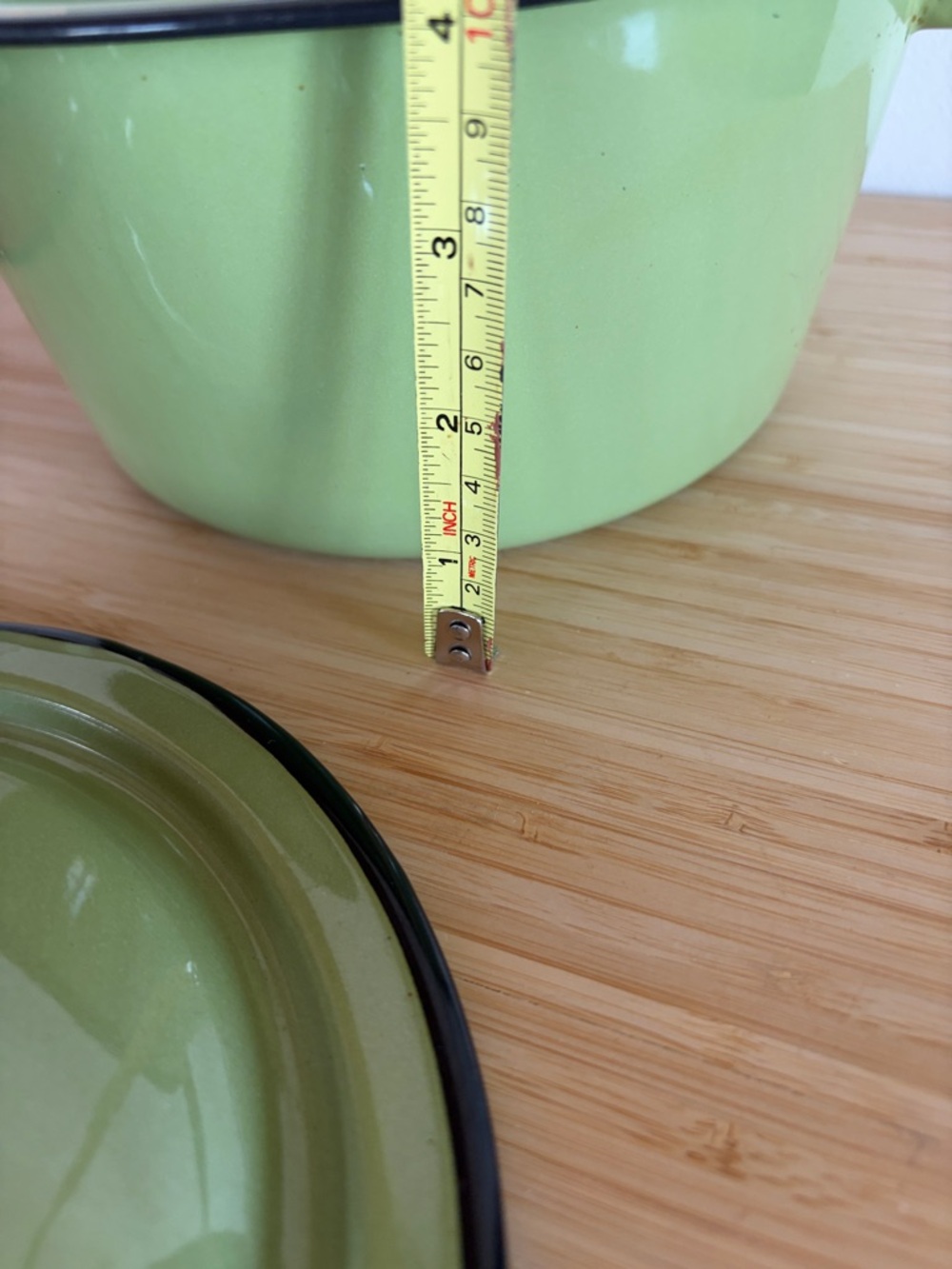 Vintage Sage Green Enamelware Saucepan with Lid Camping Cottagecore Farmhouse - Picture 7 of 8